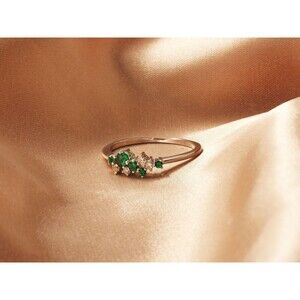 Silver Dazzling May Birthstone Ring, Green Cubic Zirconia Cluster Jewelry